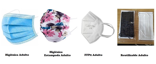 Tipos  mascarilla adulto disponibles